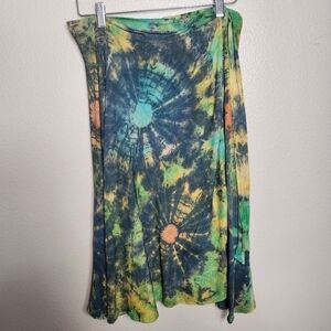Kathmandu Imports Womens Rayon Green Tie Dye Midi Wrap Skirt |OSFM|